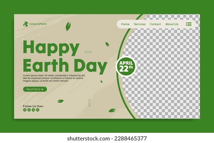 World earth Day Landing page template design