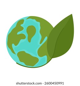 World Earth Day, Earth with Leaf Illustration