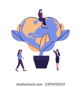 world earth day, love the earth, saving energy and echosystem flat vector illustration