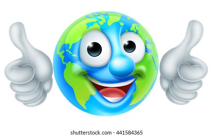 A world earth day mascot globe cartoon character giving thumbs up 