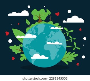 World earth day, Mother earth day, World environment day concept, Save the planet Save the world, vector illustration