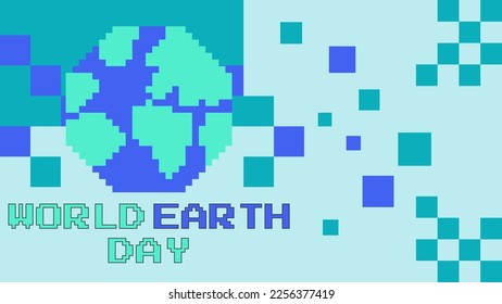 world earth day pixel art design 