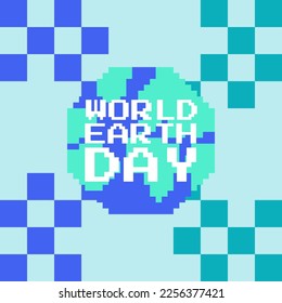 world earth day pixel art design 