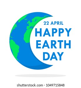 World Earth Day poster with Earth globe and lettering. Vector illustration. Ecology concept, poster in flat design