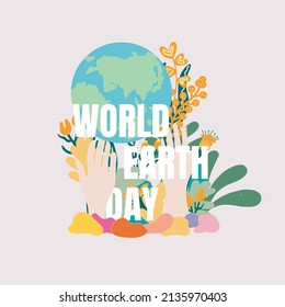 World earth day poter and assets vector shape ilustration for celebrate earth day instagram feed and floral nature.