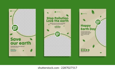 World earth Day social media stories template design