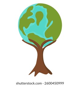 World Earth Day, Earth Tree Illustration