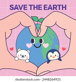 World Earth Day, World Water Day, Zero Waste, SAVE THE EARTH, ESG, Recycling, Arbor Day Vector Illustration Template 