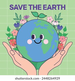 World Earth Day, World Water Day, Zero Waste, SAVE THE EARTH, ESG, Recycling, Arbor Day Vector Illustration Template 