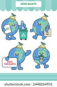 World Earth Day, World Water Day, Zero Waste, SAVE THE EARTH, ESG, Recycling, Arbor Day Vector Illustration Template 