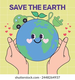 World Earth Day, World Water Day, Zero Waste, SAVE THE EARTH, ESG, Recycling, Arbor Day Vector Illustration Template 
