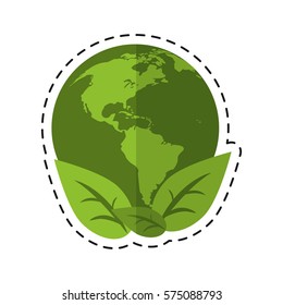 world earth ecological enviroment leaves symbol - dot line
