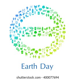 World Earth and Environment day made with the icons symbolizing problems of  ecology and life