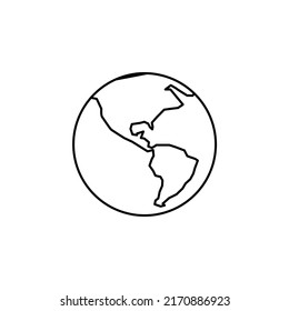 World, Earth, Global Thin Line Icon Vector Illustration Logo Template. Suitable For Many Purposes.