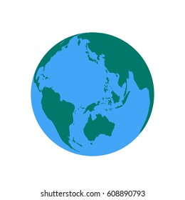 World Earth globe. Flat icon design. Vector illustration