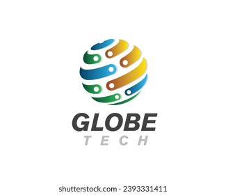 world earth globe tech connection wire logo icon symbol design template illustration inspiration