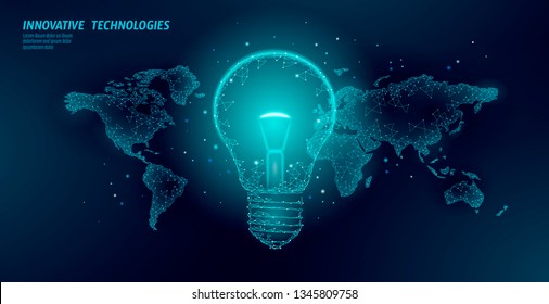 World Earth Hour light bulb concept. Polygonal low poly world planet globe map. Eco save ecology environment green energy power concept banner vector illustration