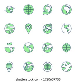 World and earth icon set. Simple earth icon sign concept. vector illustration. 