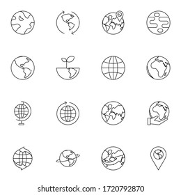 World and earth icon set. Simple earth icon sign concept. vector illustration. 