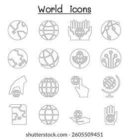 World, Earth icon in thin line style