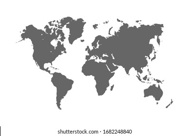 Mapa mundial o terrestre. hemisferios de tierra con continentes. ilustración vectorial color editable aislado en fondo en blanco