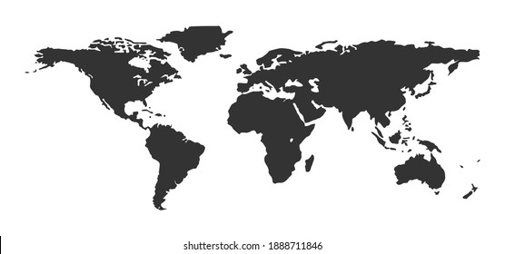 World or earth map. earth hemispheres with continents. Logo design, flat style vector illustration color editable isolated on blank background. Eps 10.