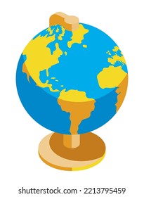 icono isométrico de suministro de mapas de tierra mundial