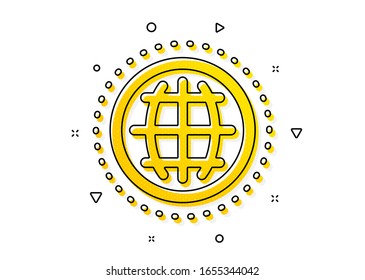 World or Earth sign. Globe icon. Global Internet symbol. Yellow circles pattern. Classic globe icon. Geometric elements. Vector