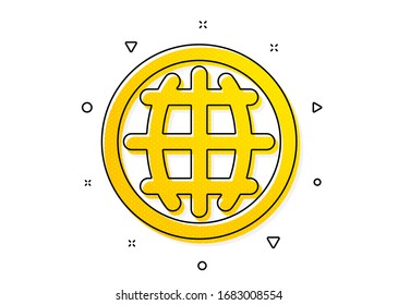 World or Earth sign. Globe icon. Global Internet symbol. Yellow circles pattern. Classic globe icon. Geometric elements. Vector