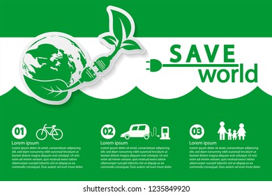 world with eco-friendly concept ideas,Infographic template, vector illustration