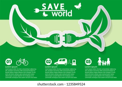 world with eco-friendly concept ideas,Infographic template,vector illustration