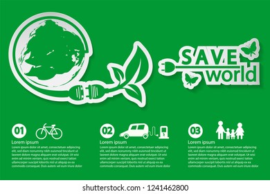 world with eco-friendly concept ideas,Infographic template,vector illustration