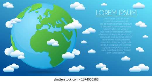 World Ecologic Background. Earth Clouds Emoji Globe. Editable Template.
