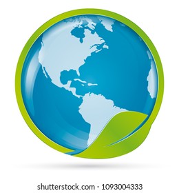 World ecological symbol with leaf