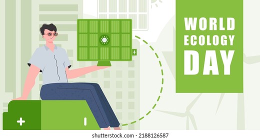 World Ecology Day banner. Flat style. Veil illustration.