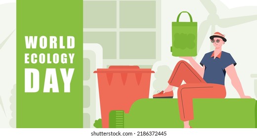 World Ecology Day poster. Flat style. Vector.