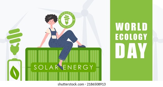 World ecology day poster. Flat style. Veil illustration.