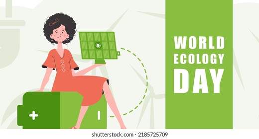 World ecology day poster. trendy style. Vector.