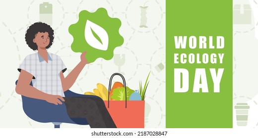 World Ecology Day poster. trendy style. Veil illustration.