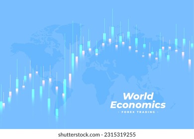 antecedentes del gráfico económico mundial para el vector de concepto de financiación del forex