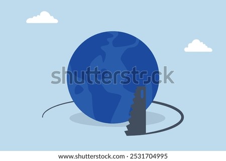 World economic crisis from war and geopolitical problem, Witnessing the globe dropping from the ground symbolizes peril and risks.