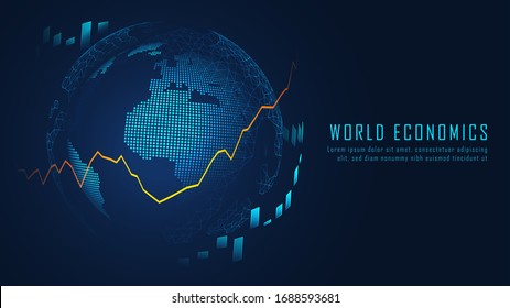 World economic financial in graphic concept suitable for financial investment or Economic trends business idea and all art work design. Abstract finance background. Vector illustration