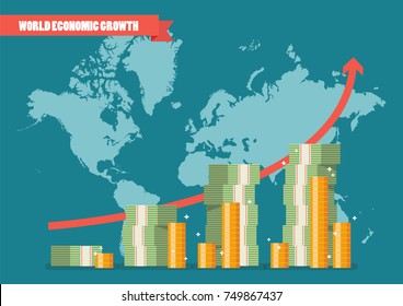 World Economic Growth Infographic. Vector Illustration