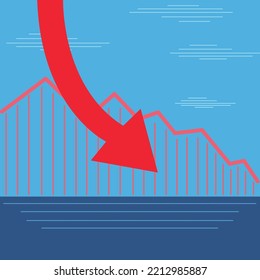 World Economic Recession Illustration with Red Base Color