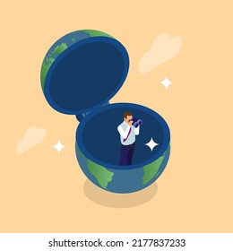 World Economic Vision Or International Opportunity For Business Isometric 3d Vector Illustration Concept For Banner, Website, Illustration, Landing Page, Flyer, Etc.