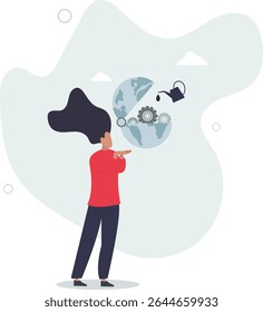 World economics or global and international financial treatment, fix inflation or help, support other countries to recover from crisis, fixing the world concept. character life .