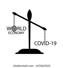  Icono de la economía mundial corona virus. Economía bajo covid-19.Vector.