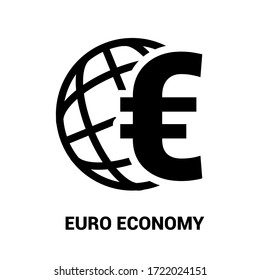 World Economy Icon. Image Of A Planet And The Symbol Of The Euro. 