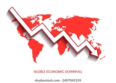 world economy recession stock market financial downfall vector