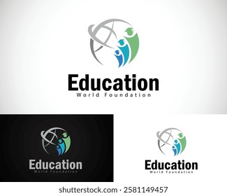 world education logo charity community team connection foundation design concept